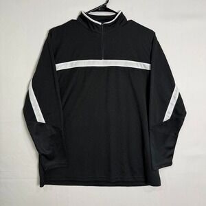 Alleson Athletic Youth Large 1/4 Zip Black &‎ White Performance Pullover